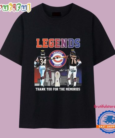 Chicago Bears Walter Payton X Steve Mcmichael Legends Signature Thank You For The Memories Skyline 2025 T Shirt