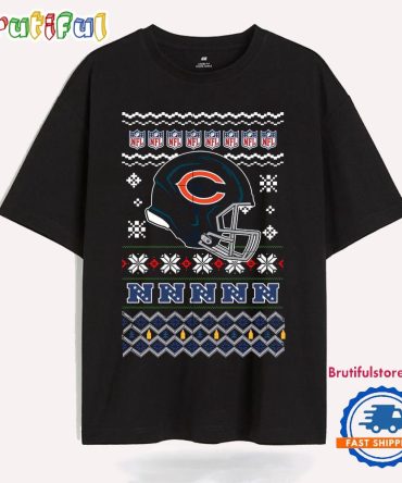 Chicago Bears Football Logo Team Helmet Merry Chritmas 2024 T Shirt