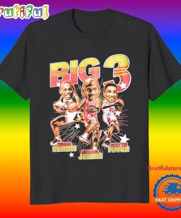 Chicago Bulls Big 3 Dennis Rodman Micheal Jordan Scottie Pippen Big Head T Shirt