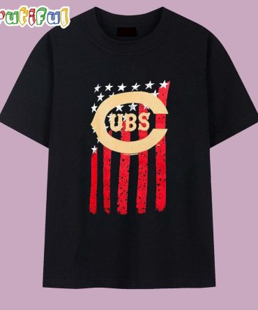 Chicago Cubs Baseball Usa Flag T Shirt