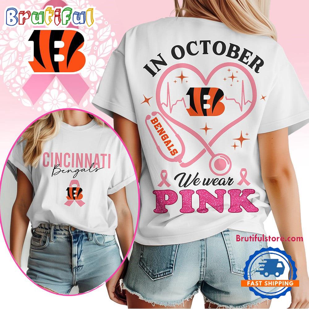 Cincinnati Bengals In October We Wear Pink Vintage T Shirt