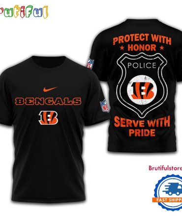 Cincinnati Bengals Protech With Honor Police Serve With Pride 3D Shirt
