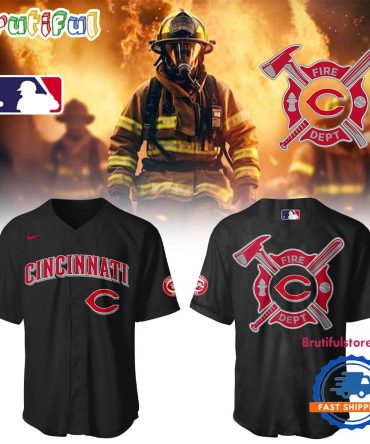 Cincinnati Reds X Firefighter Appreciation Night 2025 Black Jersey Shirt
