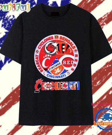 Cincinnati Sports Team Cyclones Bengals Reds Cincinnati Bearcat Circle Logo T Shirt