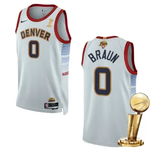 Denver Nuggets 2023 NBA Finals Champions Christian Braun City Edition White Jersey - Alzaintravels