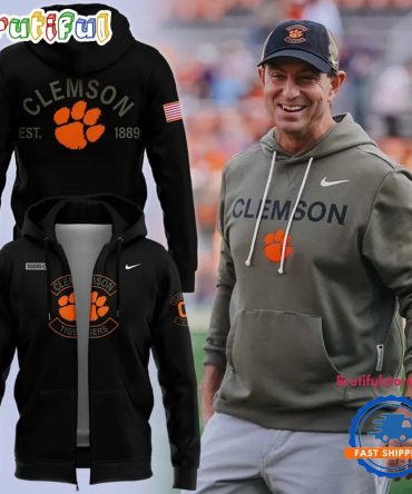 Clemson Tigers Football X Military Appreciation Limited Edition Black Zipper Hoodie