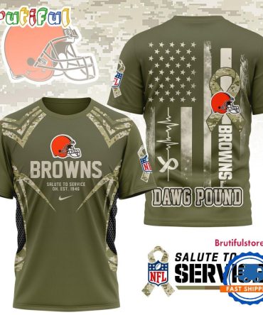Cleveland Browns 2025 Nfl Salute To Service Camo All Over Print Shirt