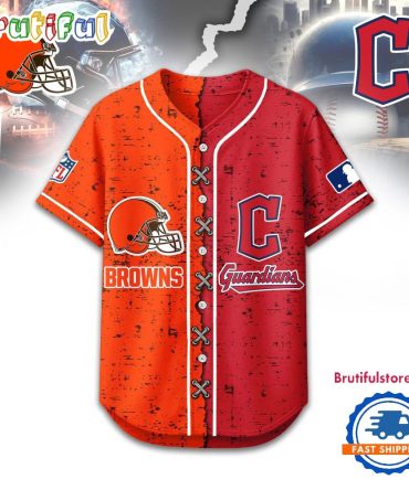 Cleveland Browns Mix Cleveland Guardians Sporty New Design Baseball Jersey