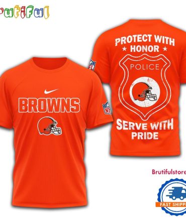 Cleveland Browns Protech With Honor Police Serve With Pride 3D Shirt