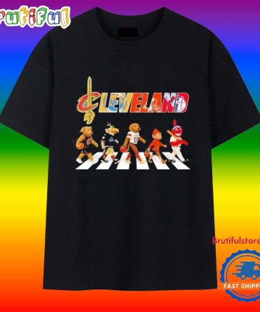 Cleveland Sports Mascot Chibi Walking Abbey Road 2025 T Shirt