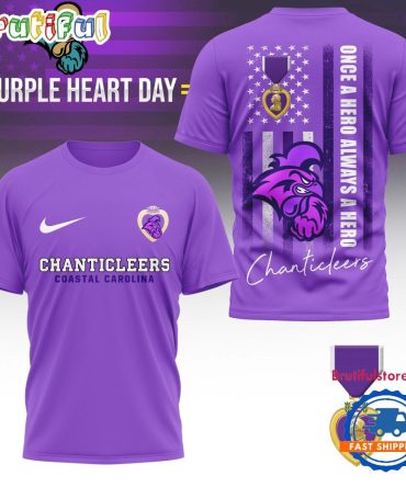 Coastal Carolina Chanticleers Ncaa National Purple Heart Day Unisex 3D Shirt