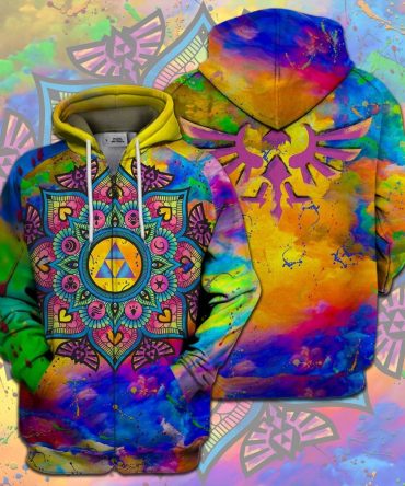 Legend Of Zelda Shirt Watercolor Triforce Mandala Hyrule'S Symbol T-Shirt Legend Of Zelda Hoodie Legend Of Zelda