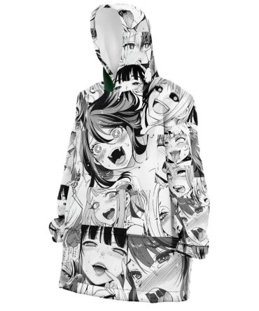 Ahegao Manga Pattern Hooded Blanket Hoodie