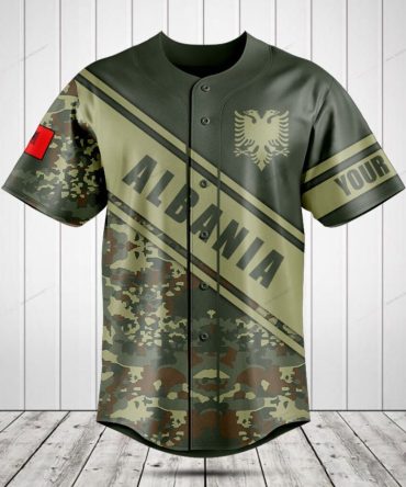 Custom Albania Camouflage Baseball Jersey - Personalized Sportswear With Flag Design