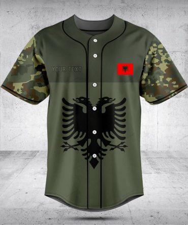 Custom Albanian Eagle Camo Baseball Jersey - Personalized Sportswear Top