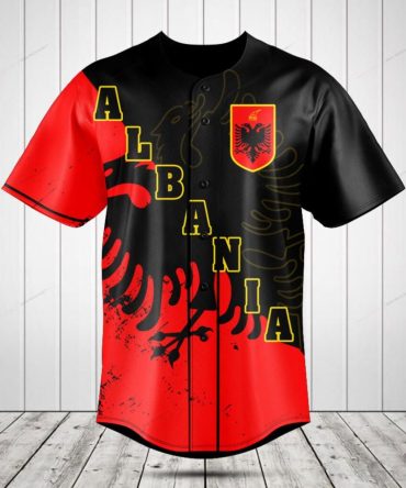 Albania Flag Baseball Jersey - Bold Red & Black Design, Perfect Gift For Fans!