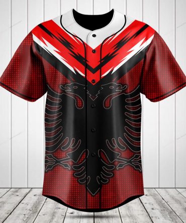Bold Red & Black Eagle Baseball Jersey - Stylish Sport Shirt For Fans
