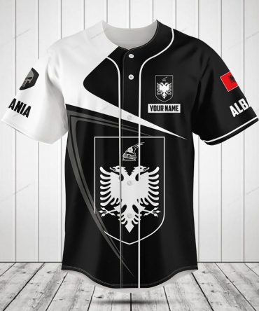 Customizable Albania Eagle Baseball Jersey - Personalized Name & Flag Design