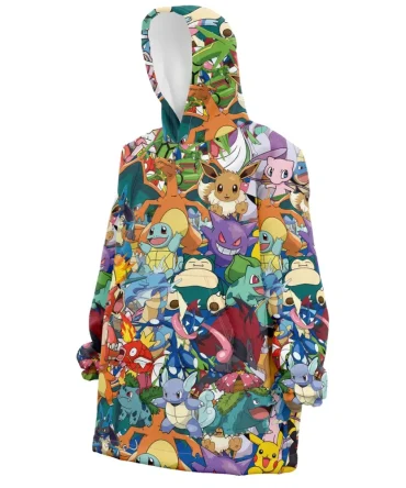 All Pokemon Pattern Hooded Blanket Hoodie