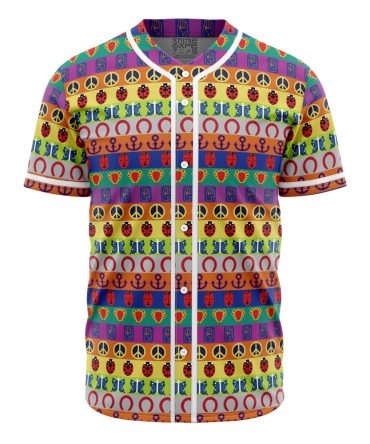 Vibrant Patterned Baseball Jersey - Unisex Colorful Graphic Shirt For Bold Style