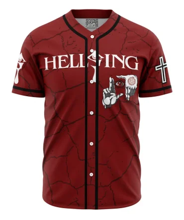 Anime Hellsing Baseball Jersey - Stylish Red Graphic Tee For Fans
