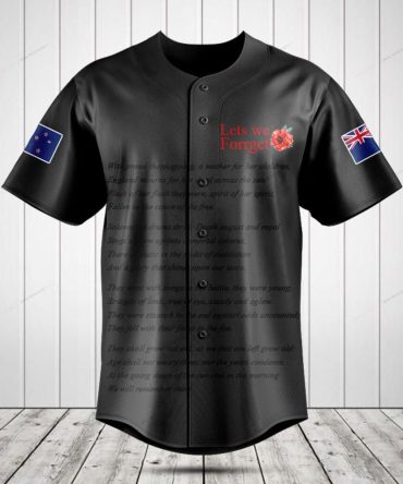 Commemorative 'Lest We Forget' Baseball Jersey - Honor Veterans With Style & Comfort