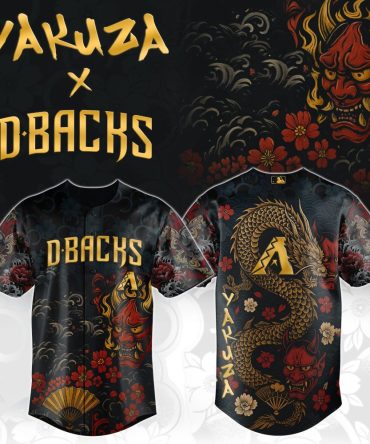 Limited Edition Yakuza X D-Backs Baseball Jersey – Bold Dragon & Oni Design