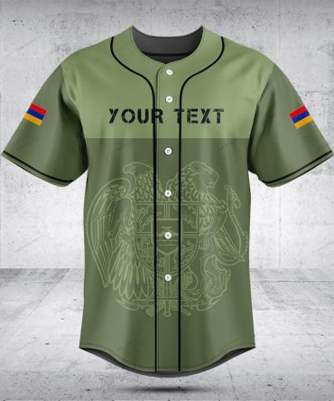 Customizable Olive Green Baseball Jersey With Flag Sleeves - Perfect For Teams & Events