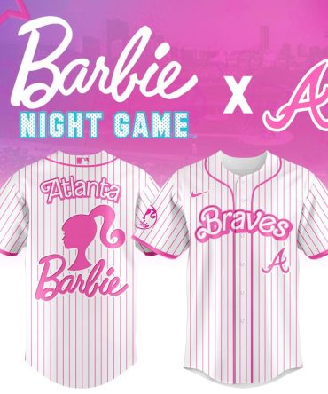 Limited Edition Barbie X Braves Pink Striped Jersey - Stylish Atlanta Night Game Gear