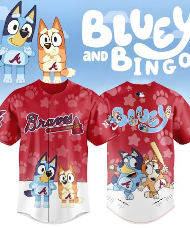 Bluey & Bingo Braves Jersey – Kids' Cartoon Baseball Shirt Fun