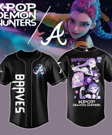 K-Pop Demon Hunters Braves Jersey – Anime Style Black Baseball Shirt
