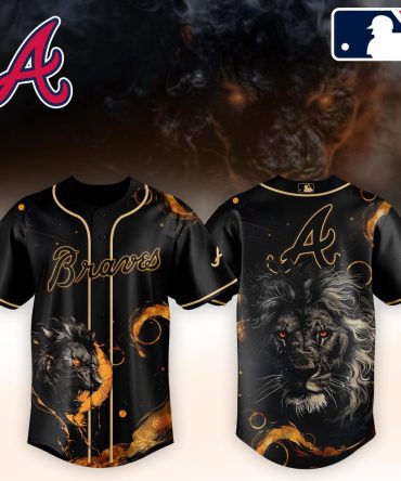 Limited Edition Braves Lion Jersey - Bold Black & Gold Design For Ultimate Fan Style
