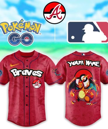 Custom Pokémon Go Braves Baseball Jersey – Personalized Fan Gear With Charizard Design