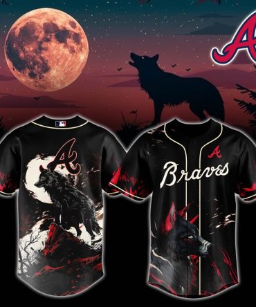 Stylish Wolf & Moon Baseball Jersey - Perfect Gift For Braves Fans - Unisex Sportswear