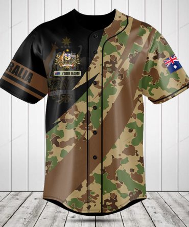 Custom Australia Camo Baseball Jersey – Personalized Name & Flag Design