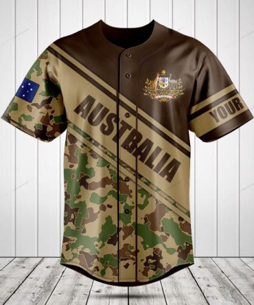 Custom Australia Camo Baseball Jersey – Unique Design, Breathable Fabric, Perfect For Fans!