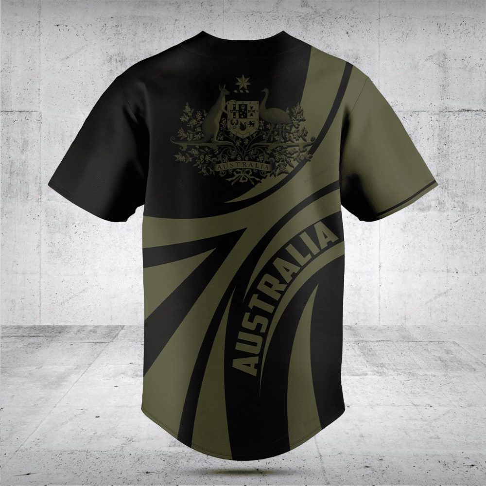 Custom Australia Baseball Jersey - Personalized Name & Number - Stylish Black/Green Design - Image 2