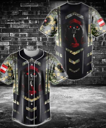 Men'S Camouflage Grim Reaper Baseball Jersey - Bold Graphic Print, Unique Streetwear Style