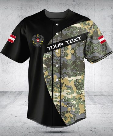 Custom Camouflage Baseball Jersey - Personalized Text & Flag Design