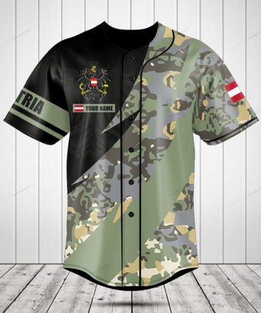 Customizable Austria Camo Baseball Jersey - Personalize Your Style Today!