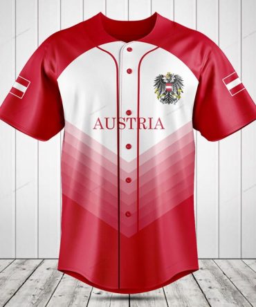 Stylish Austria Baseball Jersey - Red & White Sports Shirt For Fans