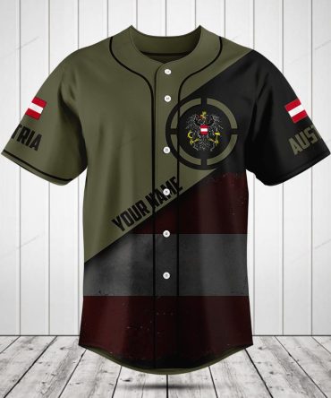 Custom Austria Flag Baseball Jersey – Personalized Name & Number, Stylish Sportswear