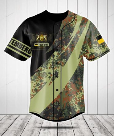 Custom Camo Baseball Jersey – Personalized Name & Bold Design For Sports Enthusiasts