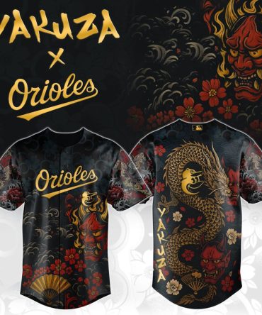 Limited Edition Yakuza X Orioles Jersey - Bold Dragon & Oni Design - Unique Streetwear