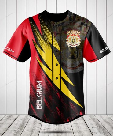 Belgium Flag-Inspired Baseball Jersey - Vibrant Red, Yellow & Black Design - Limited Edition