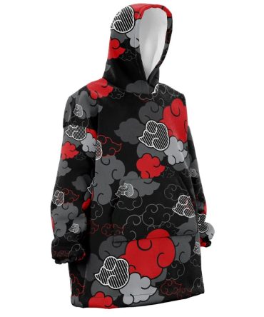 Black Aloha Pattern Akatsuki Hooded Blanket Hoodie