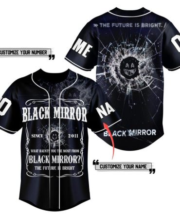 Customizable Black Mirror Baseball Jersey – Personalize Name & Number, Unique Gift!