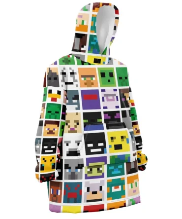 Block Faces Pattern Minecraft Hooded Blanket Hoodie