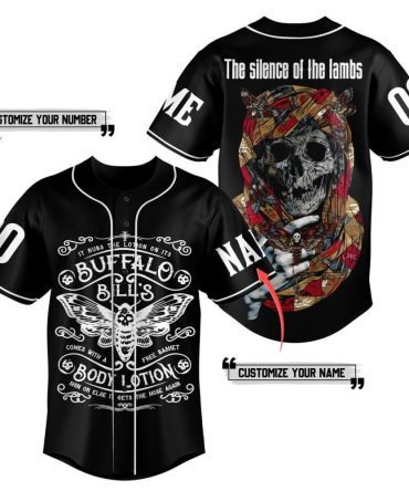 Customizable Silence Of The Lambs Baseball Jersey - Unique Skull & Moth Design