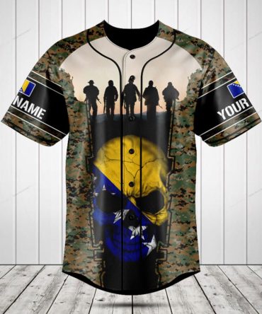 Custom Military Camo Baseball Jersey With Skull Design – Personalized Name Option